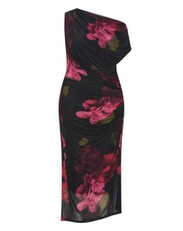City Chic - Plus size Vivid Mesh Garden Print Maxi Dress - black