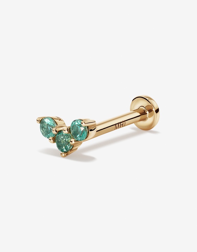 Michael Hill - Green Emerald Gemstone Trio Flat Back Helix Stud Earring in 10kt Yellow Gold