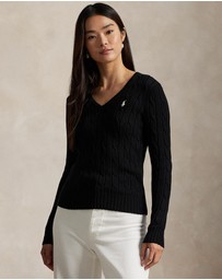 Polo Ralph Lauren - Cable-Knit Cotton V-Neck Sweater