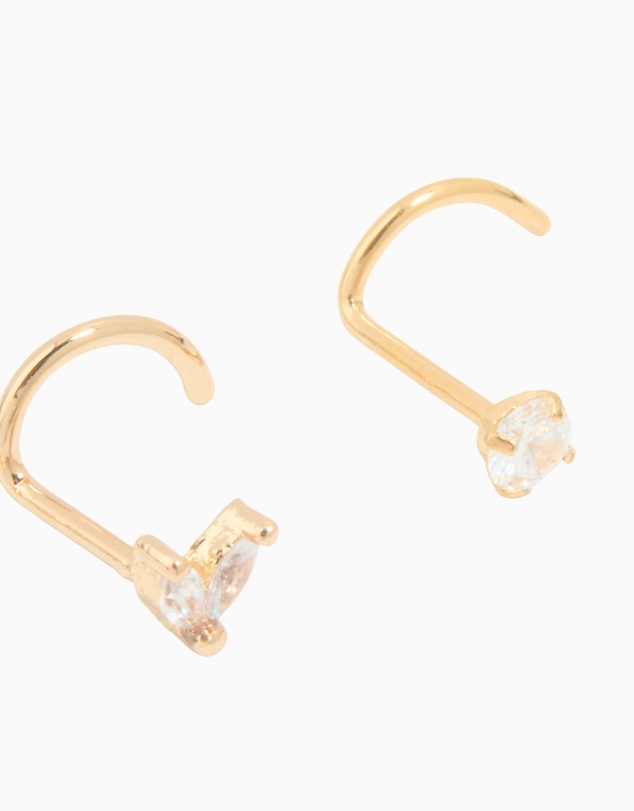 Lovisa - Surgical Steel Cubic Zirconia Classic & Butterfly Nose Studs 3-Pack