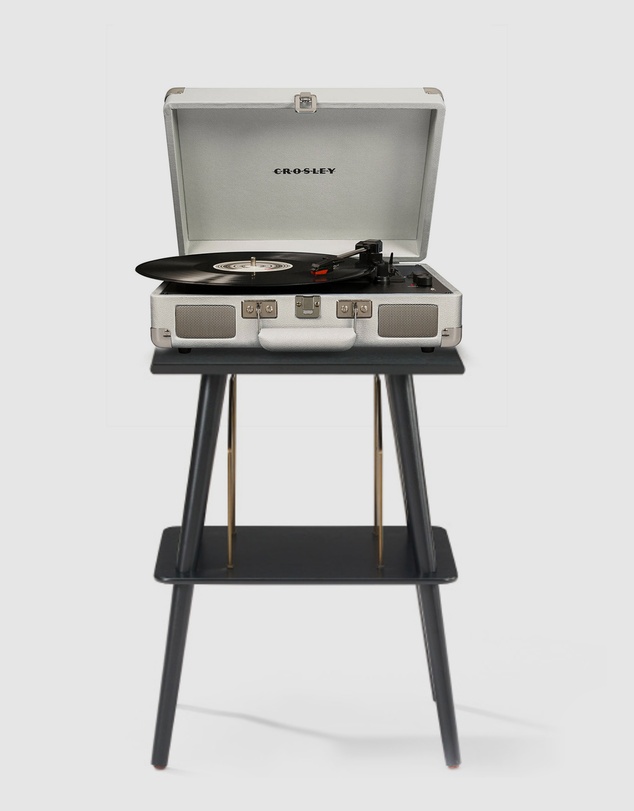 Crosley - Crosley Cruiser Bluetooth Portable Turntable + Crosley Turntable Stand Bundle- White Sands