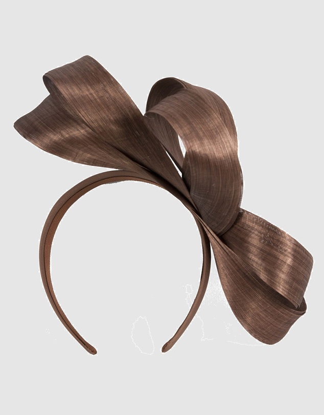 Fillies Collection - Coffee Silk Abaca Loops Racing Fascinator