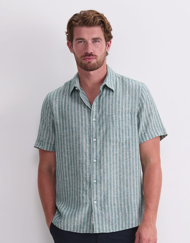 Sportscraft - Linen Short Sleeve Stripe Shirt