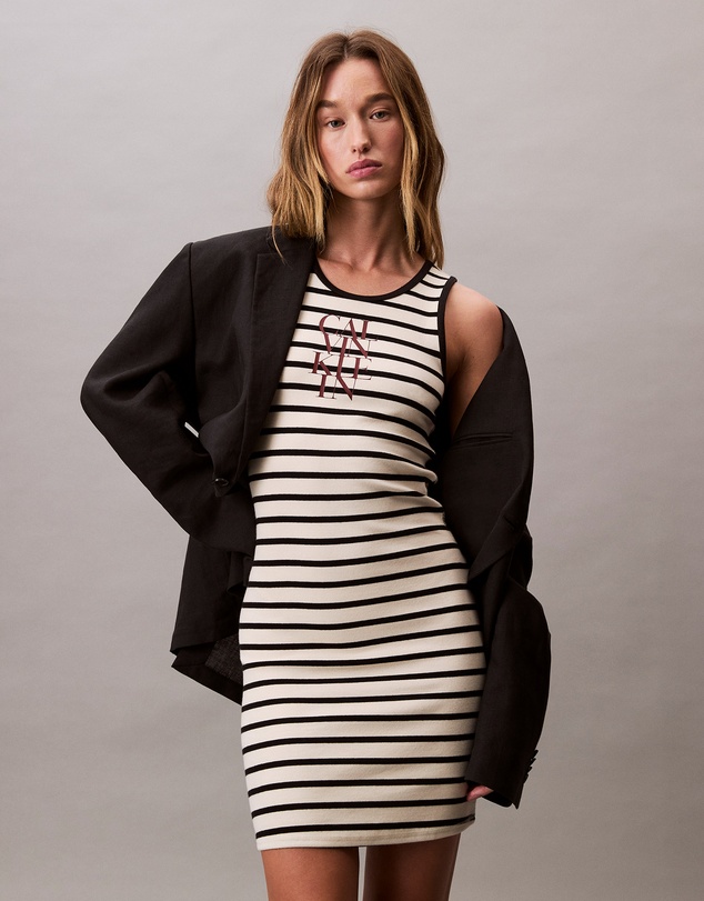 Calvin Klein Jeans - Stripe Cotton Rib Sleeveless Dress