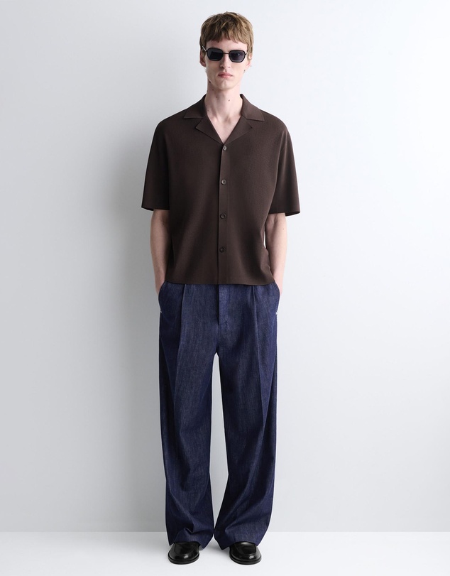 COS - Perforated Knitted Short-Sleeved Shirt