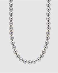 Nialaya Jewellery - 10mm Metallic Pearl Necklace with Gold
