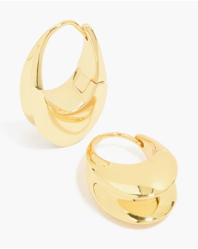 Lovisa - Waterproof Gold Plated Stainless Steel Oval Concave Hoop Earrings