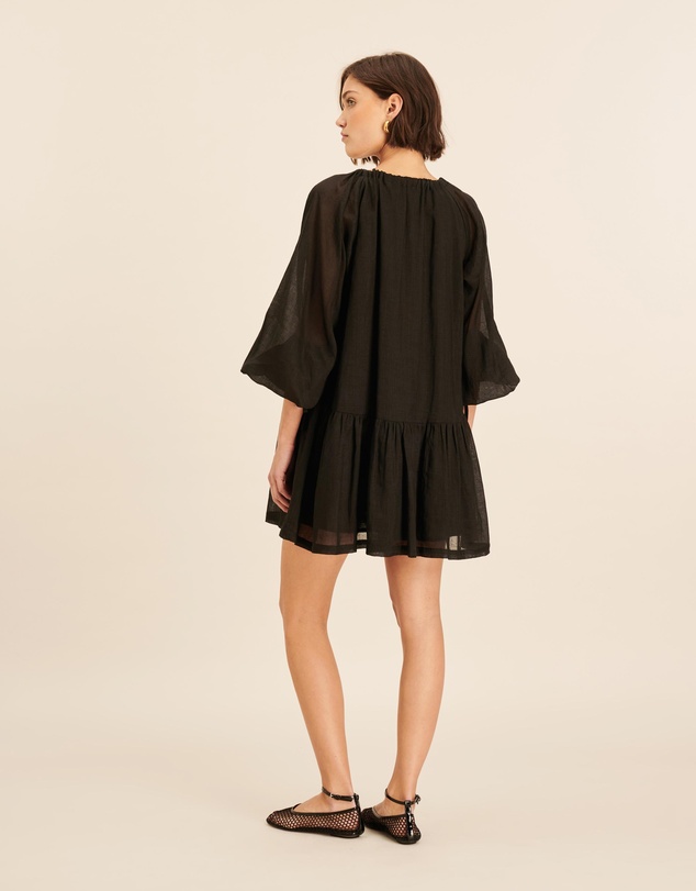 AERE - Blouson Sleeve Tiered Mini Dress
