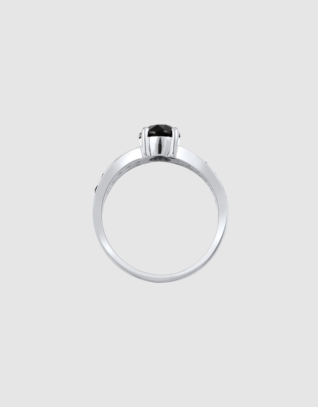 Elli Jewelry - Black Crystal Solitaire Ring in 925 Silver