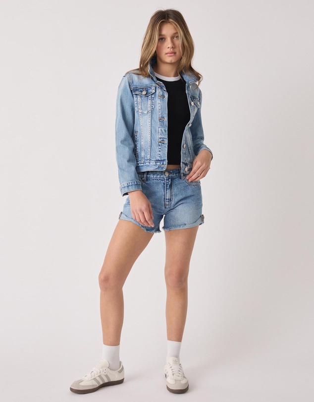 Decjuba Kids - Abbie Rolled Cuff Denim Shorts - Kids-Teens