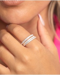 Lovisa - Silver Cubic Zirconia Fine Ring Stack