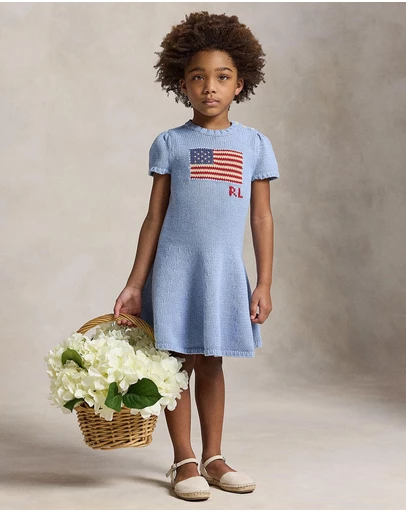 Polo Ralph Lauren - Flag-Intarsia Cotton Sweater Dress - Babies-Kids