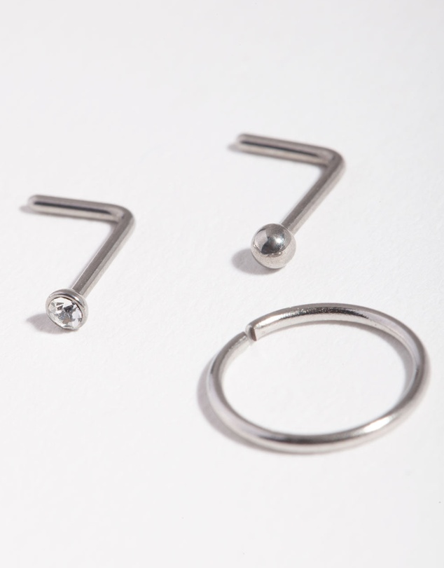 Lovisa - Surgical Steel Diamante Nose Ring Pack