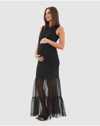 Ripe Maternity - Gwen Mesh Tiered Hem Dress