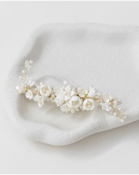 The White Collection - Caroline - Pearl Detail Gold Bridal Hair Piece