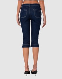 EDIKTED - Contrast Stitch Capri Jeans