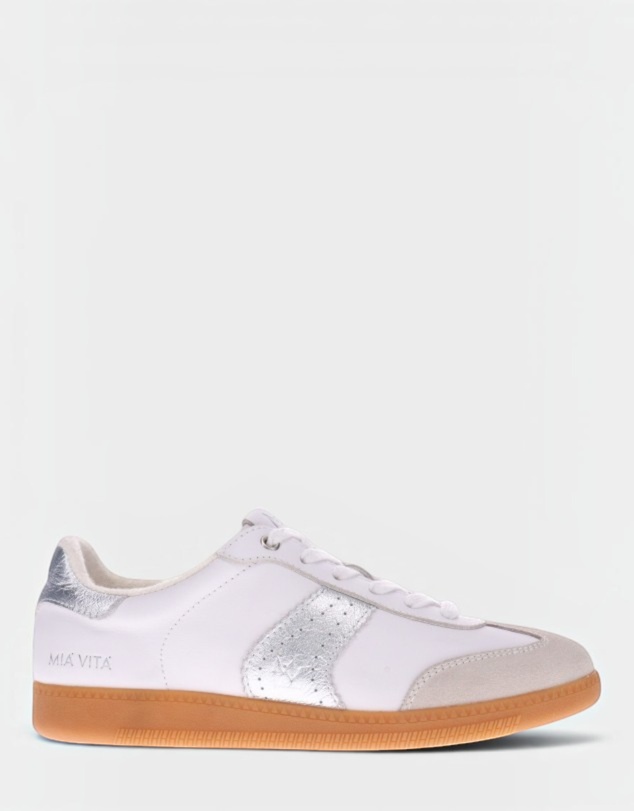 Mia Vita - Ramona II Lace-Up Casual Sneaker - White/Silver