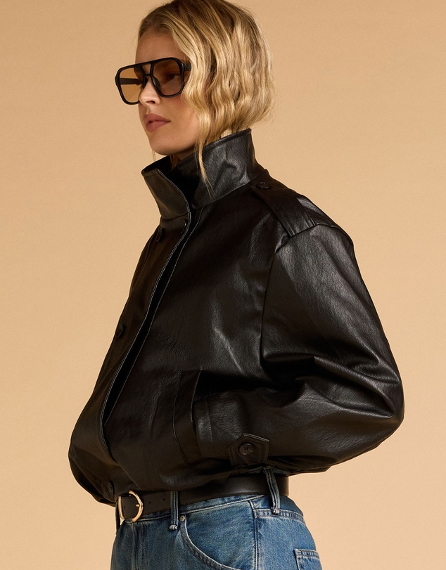 MVN - Faux Leather Bomber Jacket