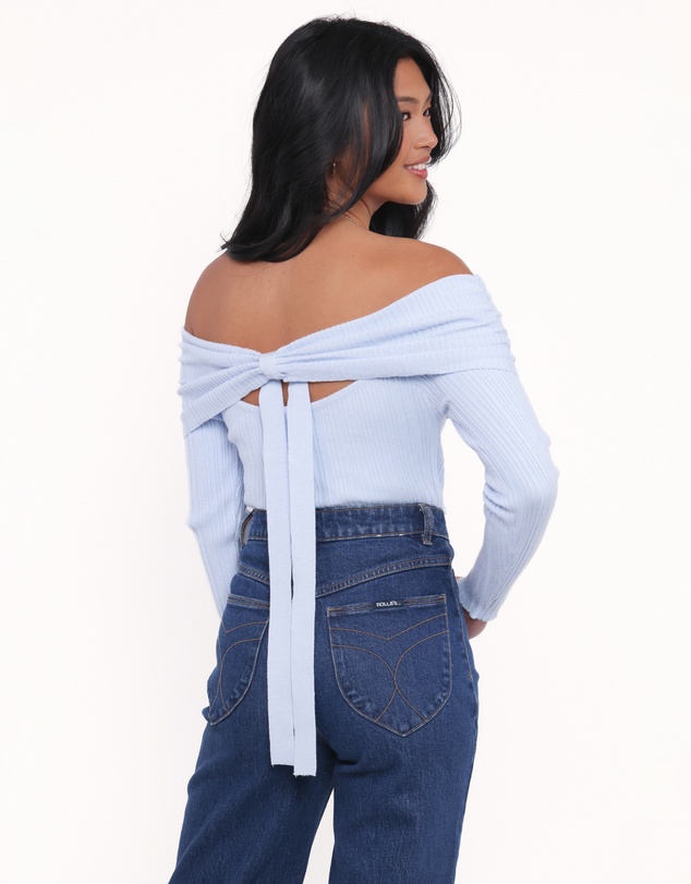 Petal & Pup - Junia Tie Back Knit Top - Pale Blue