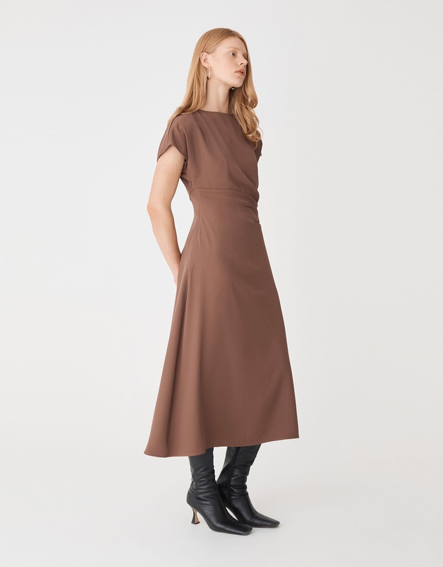 Forcast - Bianca Side Pleat Midi Dress