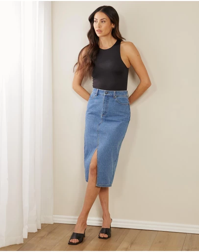 Atmos&Here - Payton Midi Denim Skirt