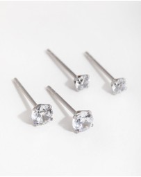 Lovisa - Surgical Steel Round Cubic Zirconia Pack Stud Earrings