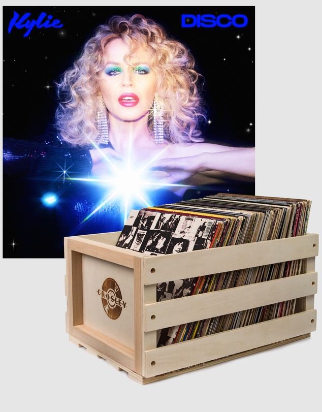 Universal Music - Crosley Record Storage Crate & Kylie Disco - Black Vinyl Album Bundle
