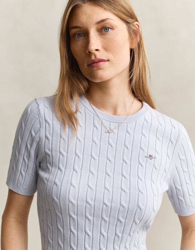 Gant - Stretch Cotton Cable Short Sleeve Knit