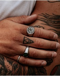 Haze & Glory - ICONIC EXCLUSIVE - Ring Men Signet Ring Tide Waves Motif in 925 Sterling Silver
