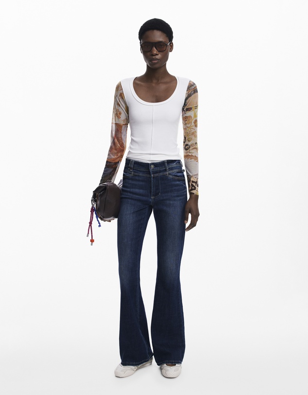 Desigual - Chiffon sleeve T-shirt