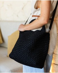 Chuchka - Woven Neoprene Shoulder Tote - Black