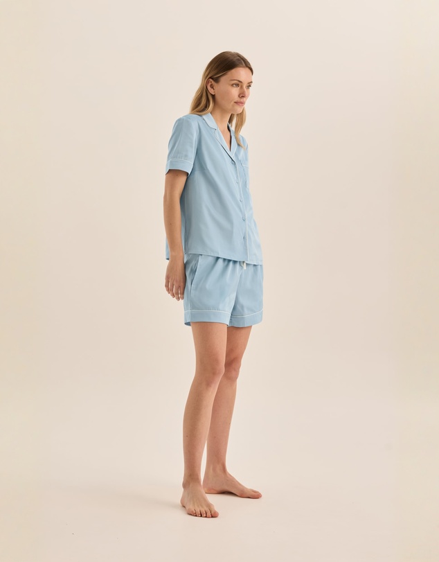 Gingerlilly - Sonia Blue Satin Short PJ Set