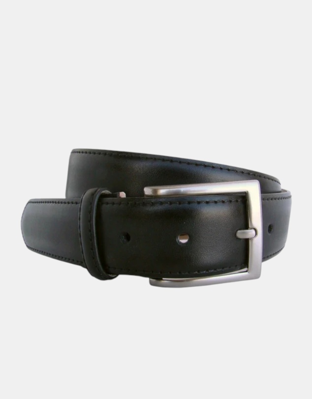 Henry Bucks - HENRY SARTORIAL x LEYVA Calf Leather Belt BLACK