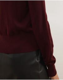Atmos&Here - Elina Crewneck Knit Cardigan With Rib Hem