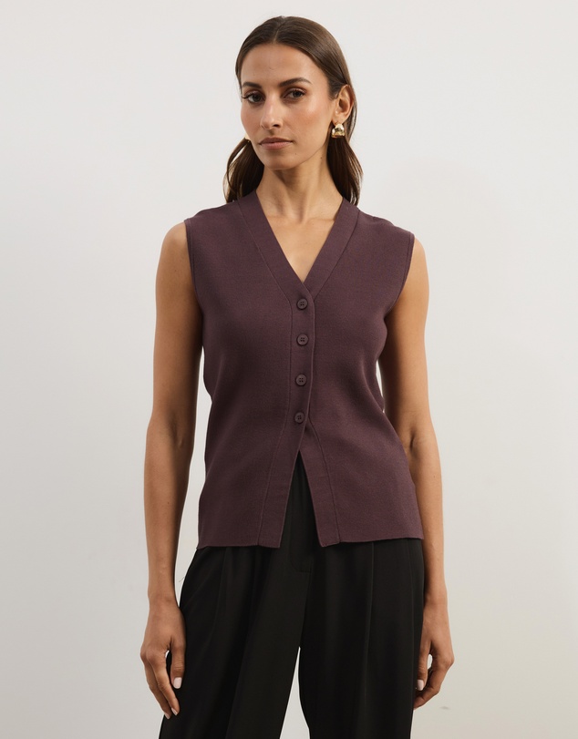 Atmos&Here - Noel V-Neck Sleeveless Knit Cardigan