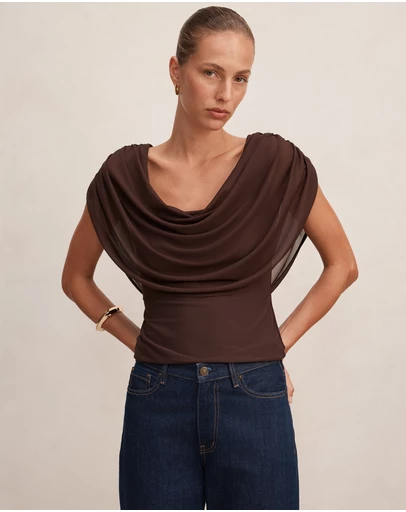 Forever New - Olivia Draped Mesh Cape Top
