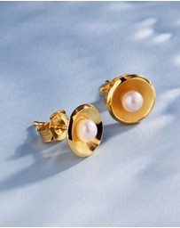 Najo - Capri Yellow Gold and Pearl Earrings