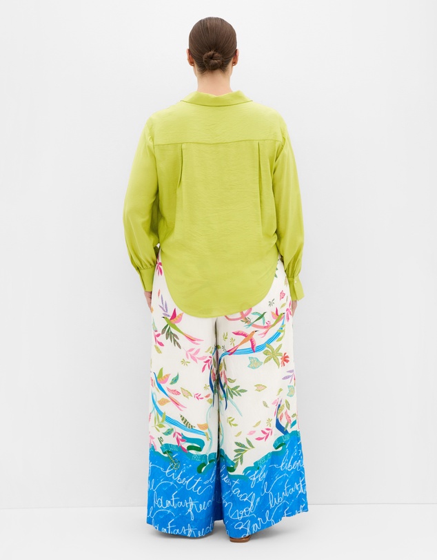 City Chic - Plus size Free Spirit Print Wide Leg Pant - ivory