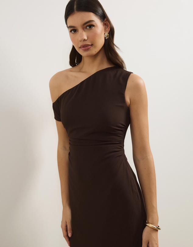 Atmos&Here - Alanna Asymmetric Midi Dress With Lace