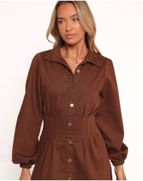Petal & Pup - Phoenix Long Sleeve Mini Dress - Brown Denim