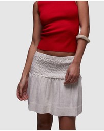 TOPSHOP - High Rise Linen Mini Skirt With Ruched Sides