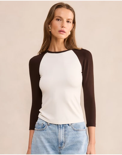 Forever New - Sasha Contrast Raglan Sleeves Top