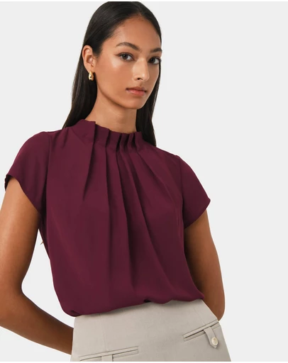 Forcast - Olivia Pleated High Neck Top