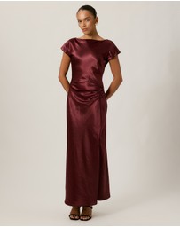 Tussah - Amy Boat Neck Satin Midi Dress