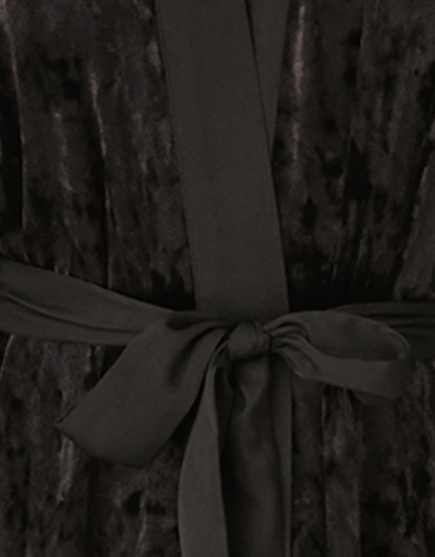 DKNY - Crushed Velour & Satin Midi-Length Belted Lounge Robe