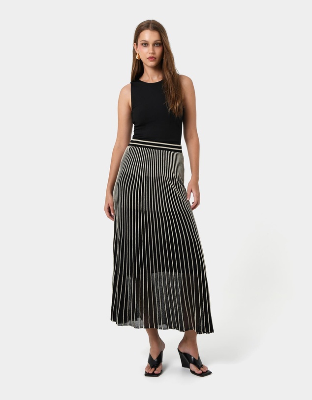 Forcast - Lucy Pleat Knit Midi Skirt