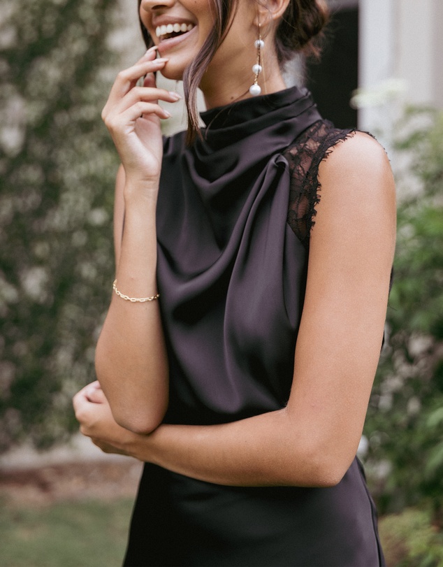Petal & Pup - Anabelle Halter Neck Lace Maxi Dress - Black
