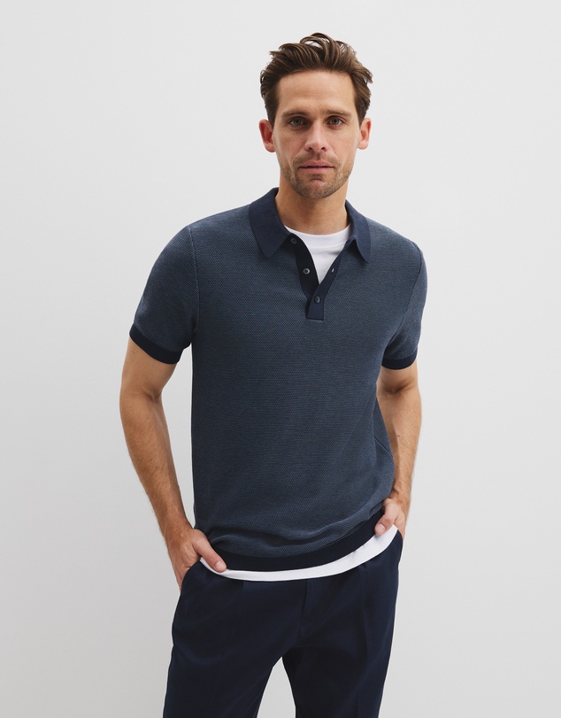 Country Road - Cotton Blend Silk Textured Knit Polo