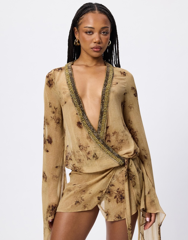 Jaded London - Iberis Chiffon Wrap Mini Dress
