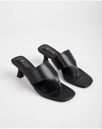 RAID - Tista toe post heeled mule sandals in Black